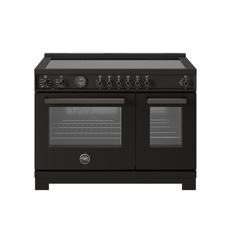 Bertazzoni PRO486IGFEPCAT 48 Inch Induction Range, 6 Heating Zones And Cast Iron Griddle, Electric Self-Clean Oven Carbonio