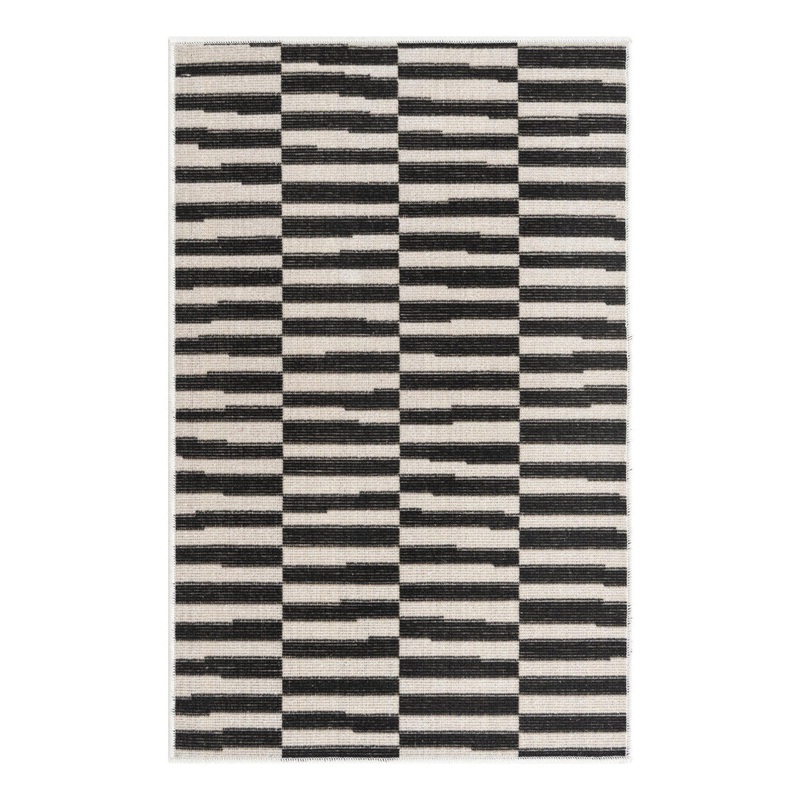 Arzilla Striped Ivory/Black Area Rug Wade Logan Rug Size: Rectangle 2’2″ x 3’1″