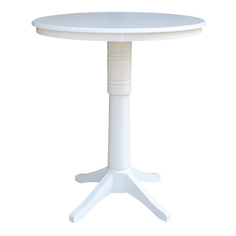 Billie Bar Height Solid Wood Pedestal Dining Table Lark Manor Color: White Size: 41.9″ H x 36″ L x 36″ W