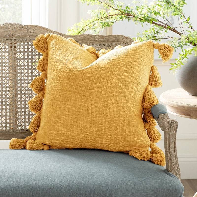 Vivienne Luxurious Square Cotton Pillow Cover and Insert Kelly Clarkson Home Color: Mustard