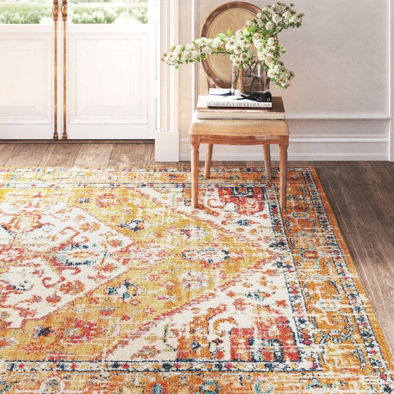 Baylee Oriental Yellow/Ivory Area Rug Kelly Clarkson Home Rug Size: Rectangle 8′ x 10′