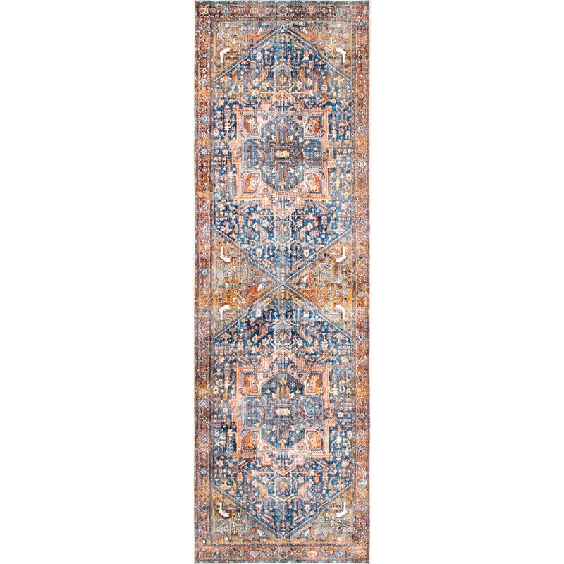 Windmere Traditional Oriental Medallion Rust/Brick/Navy Area Rug Langley Street Rug Size: Runner 2’6″ x 8′