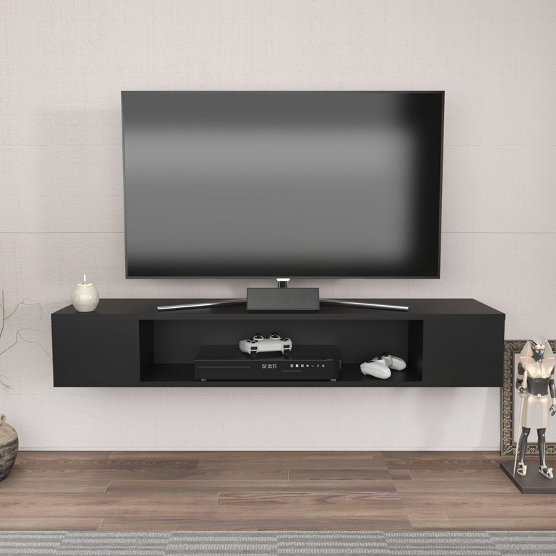 Abbie-Jane Floating TV Stand for TVs up to 70″ Ebern Designs Color: Black