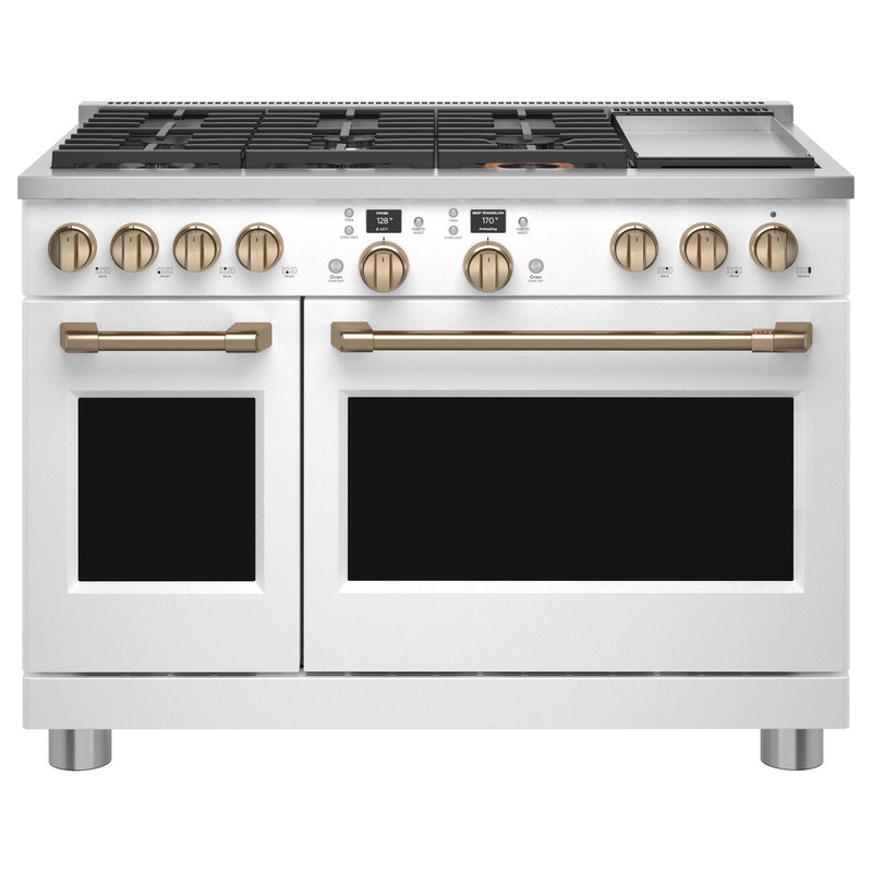 Cafe C2Y486P4TW2 Caf 48″ Smart Dual-Fuel Commercial-Style Range With 6 Burners And Griddle (Natural Gas)