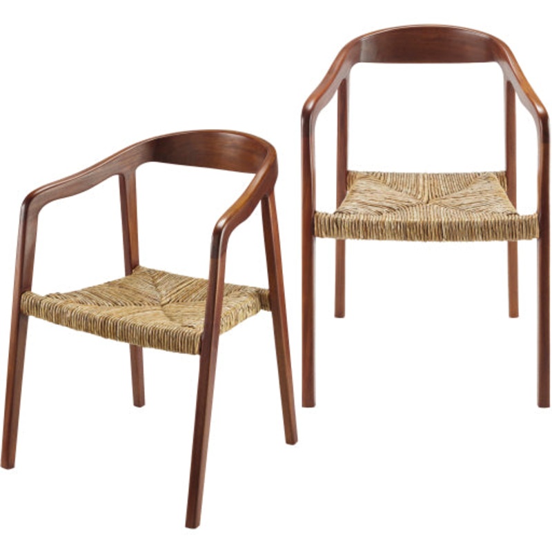 Elegant Seagrass & Teak Accent Chair