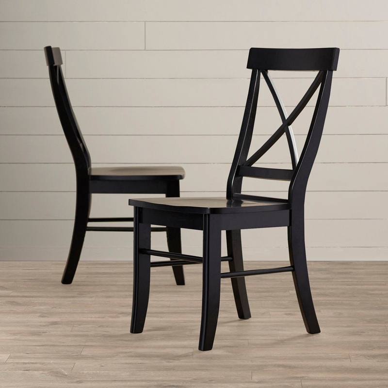 Solid Wood Cross Back Side Chair (Set of 2) August Grove Color: Black