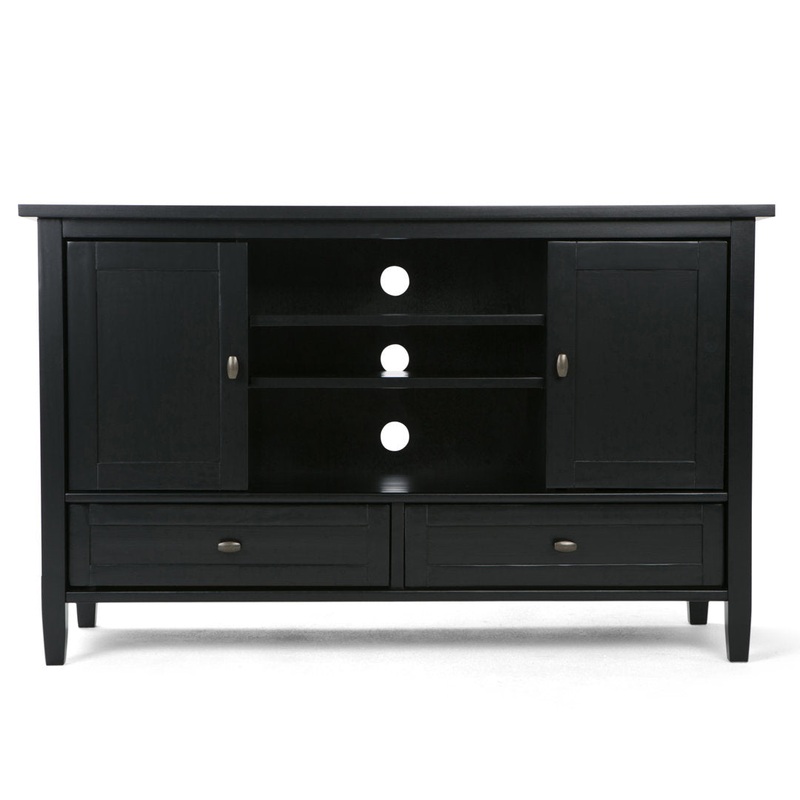 Warm Shaker SOLID WOOD TV Media Stand iFor TVs up to 50 inches Simpli Home Color: Black