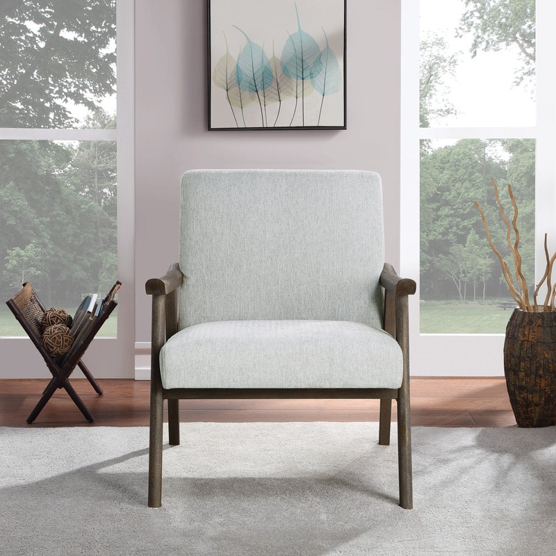 Albury 27.25″ Wide Polyester Lounge Chair Wade Logan Leg Color: Dark Brown Fabric OR Leather Type: Smoke 100% Polyester