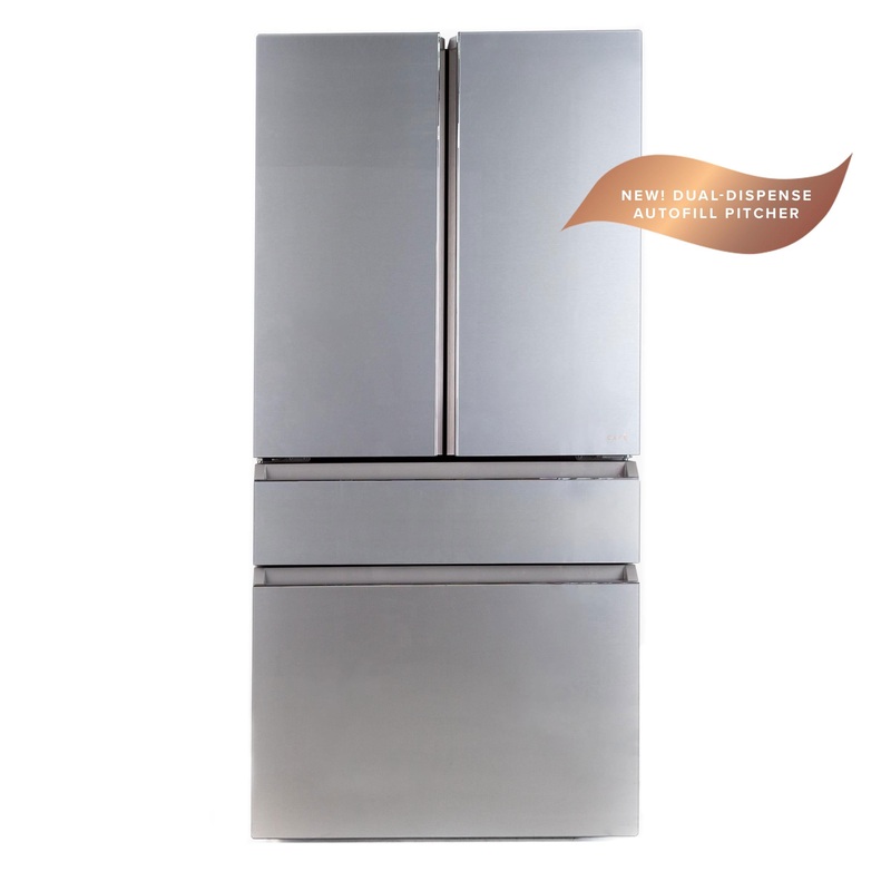 Cafe CJE23DM5WS5 CAF(EBACK) ENERGY STAR 23.2 Cu. Ft. Smart Counter-Depth 4-Door French-Door Refrigerator in Platinum Glass With Dual-Dispense AutoFill Pitcher