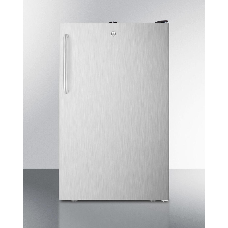 Summit FF521BLBI7SSTB Commercially Listed 20″ Wide Built-In Undercounter All-Refrigerator, Auto Defrost With A Lock, Stainless Steel Door, Towel Bar Handle And Black Cabinet