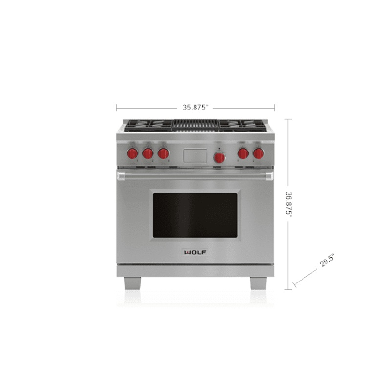 Wolf DF36450CSP 36″ Dual Fuel Range – 4 Burners And Infrared Charbroiler