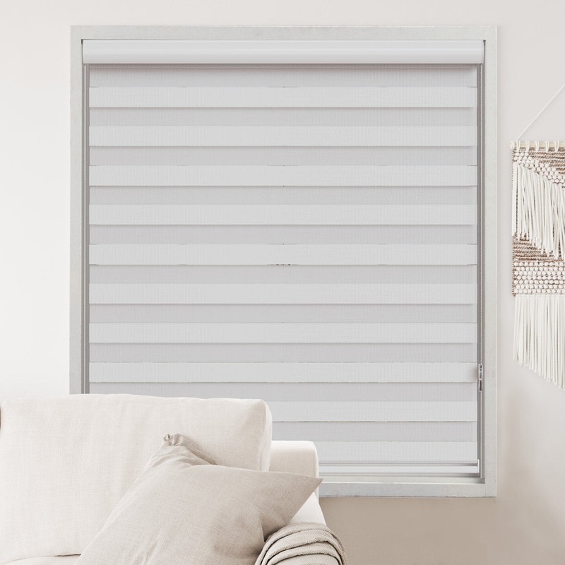 Zebra Blinds Window Dual Layer Roller Shades, Corded Horizontal Blind, Bedroom, Privacy, 72″ Length Symple Stuff Color: White Size: 34″W x 72″L
